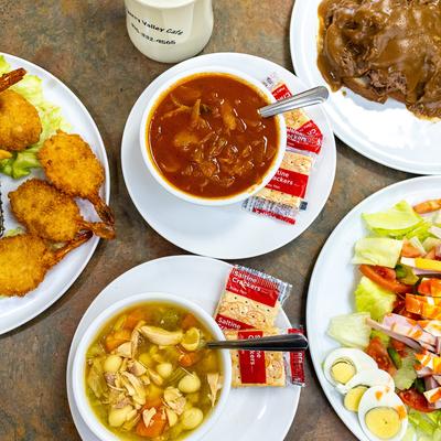 Group of food.