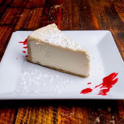 Cheesecake, plated and served.