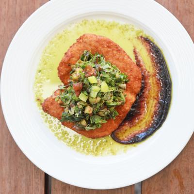 Fig and Cherry Chicken Milanese, top view