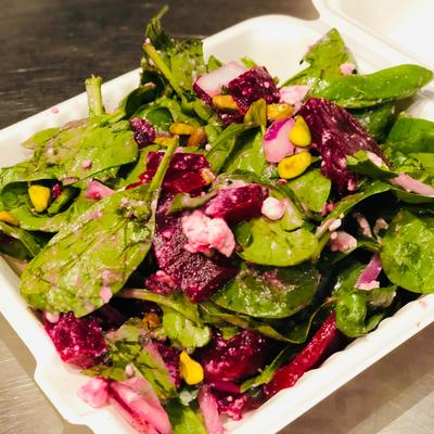 View from above on a food served in a white serving dish