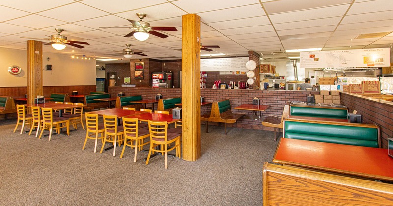 Interior, dining area by the order counter