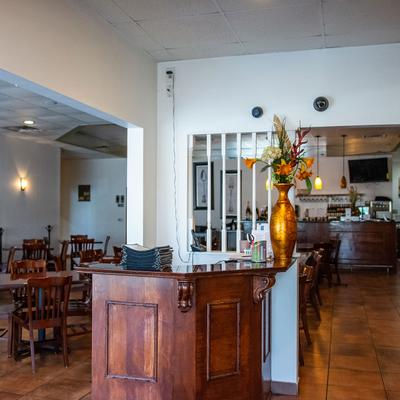 Interior, dining room, front desk