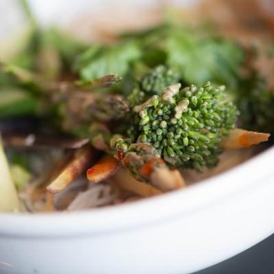A closeup on vegetables in a bowl.