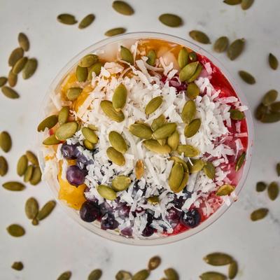 Furtty Tutti Acai Bowl, top view.