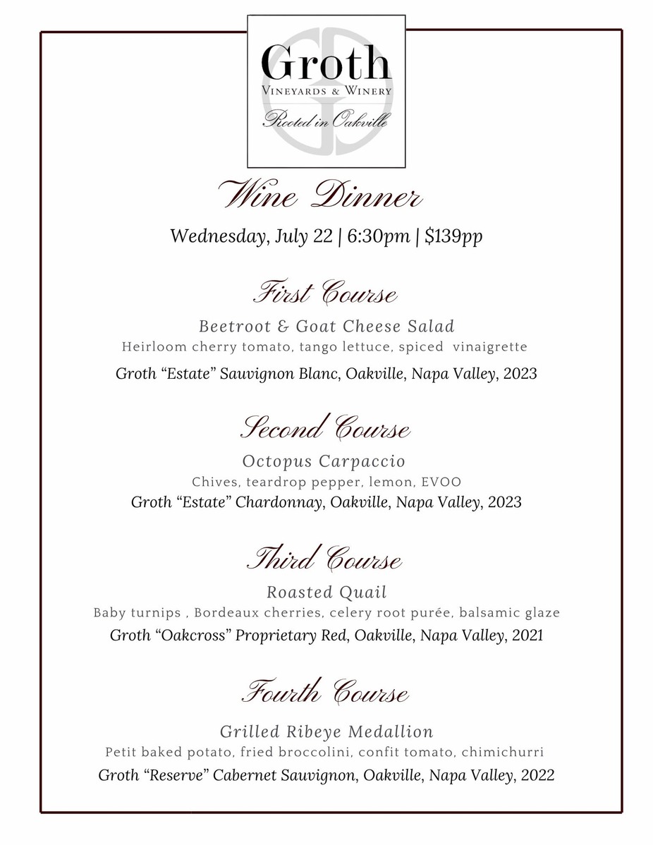 Groth Wine Dinner event photo