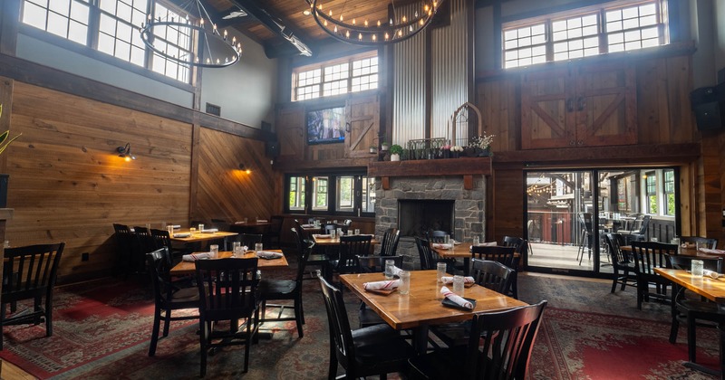 Dining area with fireplace