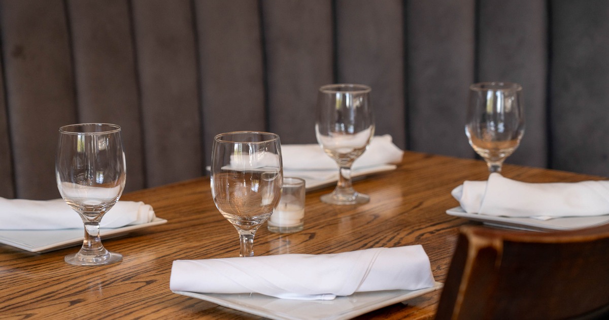 Inside, table ready for guests