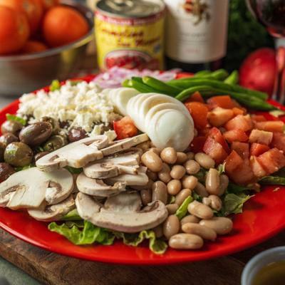 Farmers Salad, served on the table.