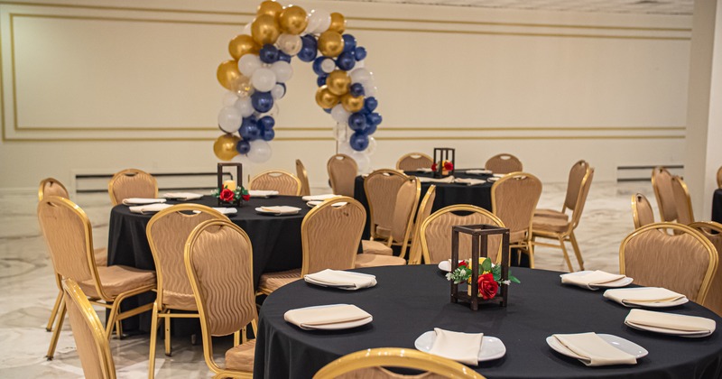 Event space, tables, chairs