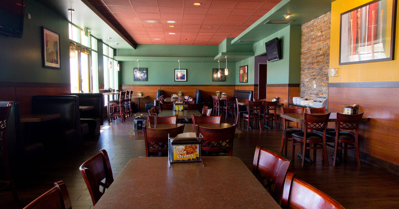 Interior, lined up dining tables