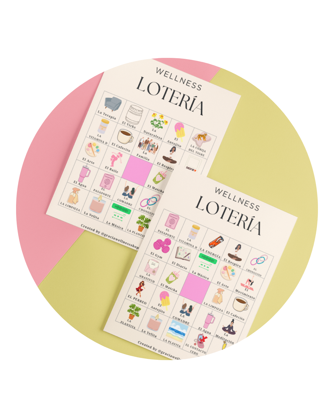 photo of a wellness loteria featuring traditional mexican icons