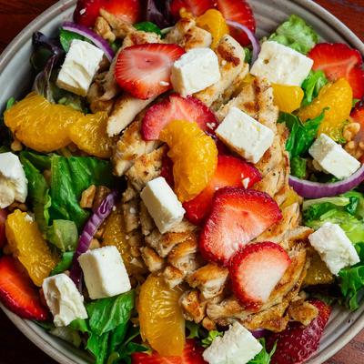 Strawberry Chicken Salad, top down view.