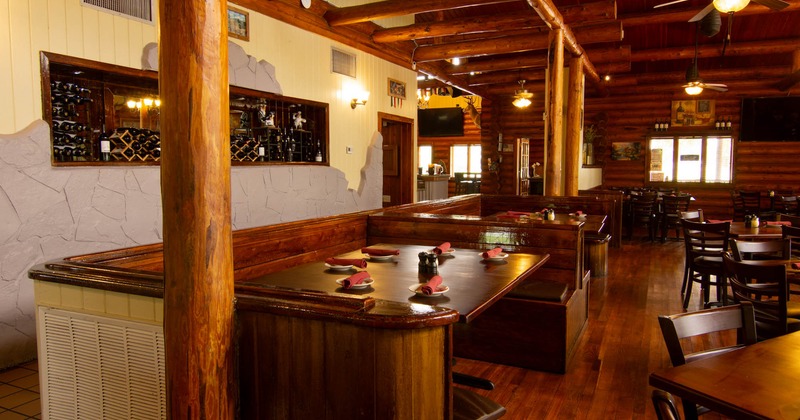 Interior, dining area, tables ready for guests