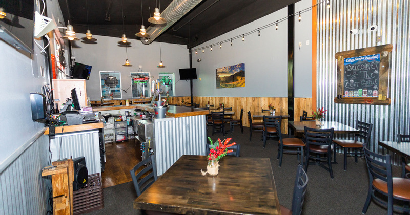 Interior, tables ready for guests