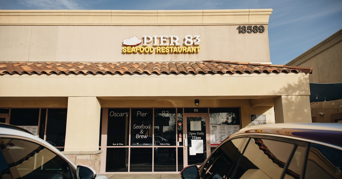 Exterior, front view to restaurant, entrance