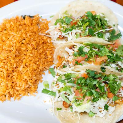 Fish tacos and rice.