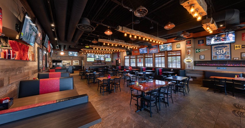 Interior, dining area, tables ready for guests