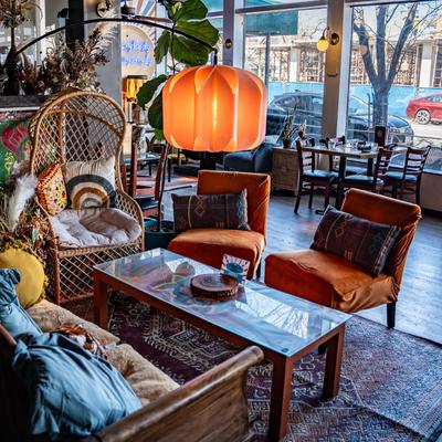 Interior, nicely decorated seating area