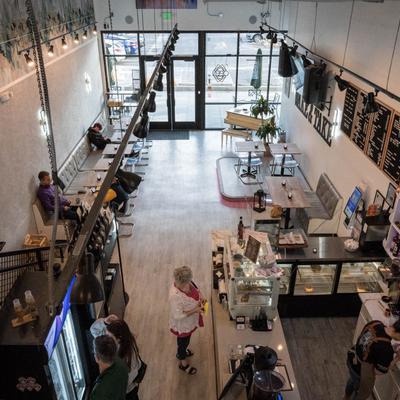 The interior of the cafe.