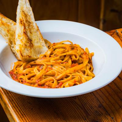 Tomato Basil Pasta served with toasted bread.