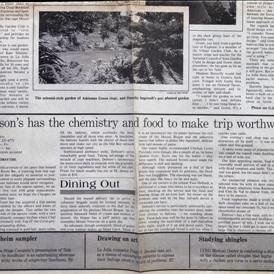 An article on Dobson's restaurant from an old newspaper