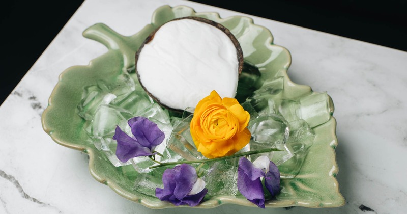 Coconut sorbet dessert