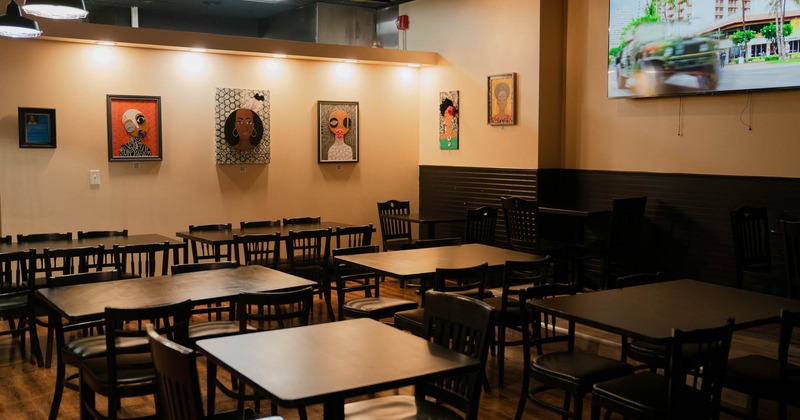 Interior, wide view, dining area