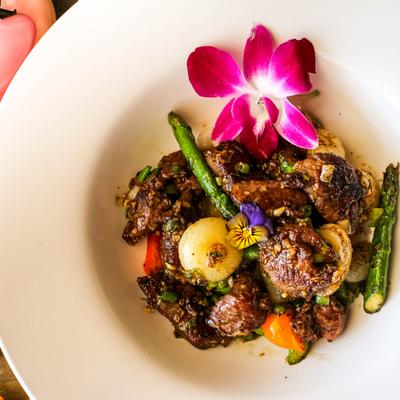 Steak with black pepper plate