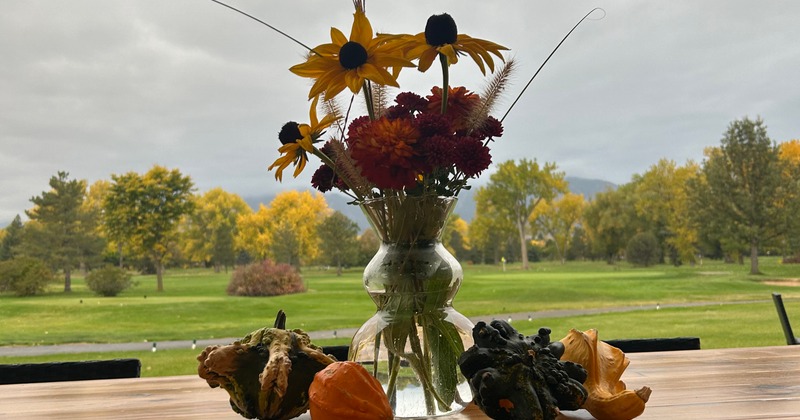 A flower arrangement in daylight outside
