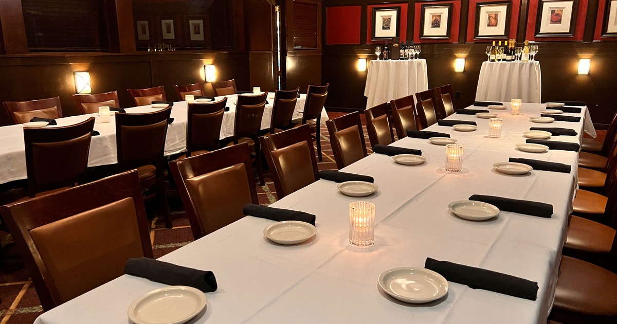 Dining tables set for guests