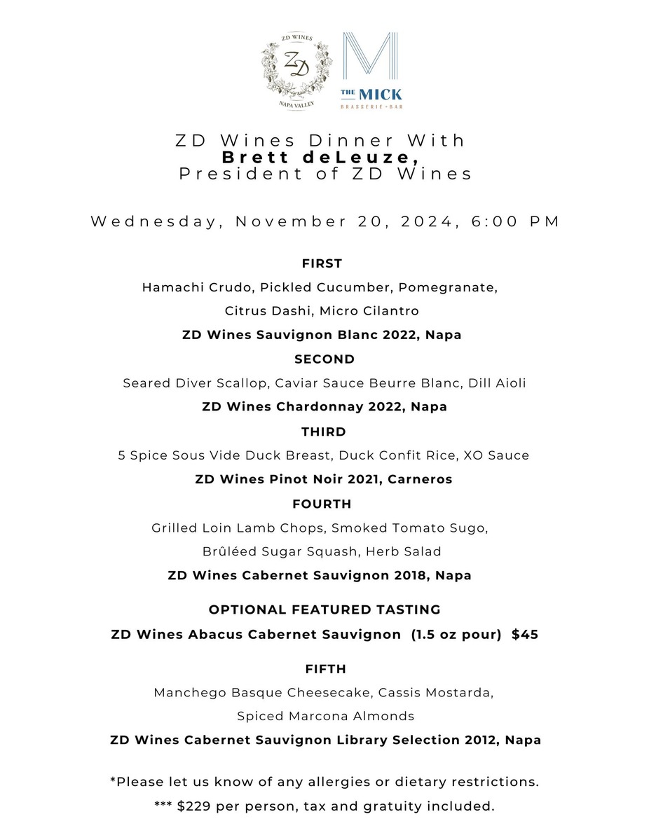 ZD Winemaker Dinner event photo