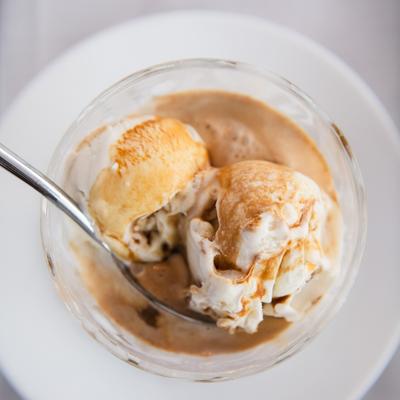 Affogato ( Vanilla Gelato with fresh shot of espresso).