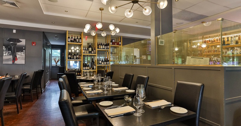 Interior, tables and chairs ready for guests