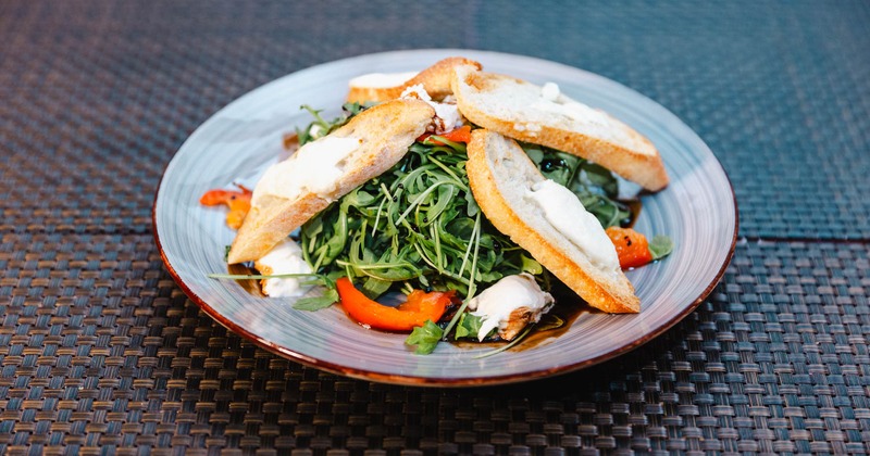 Burratta Salad with Arugula, served