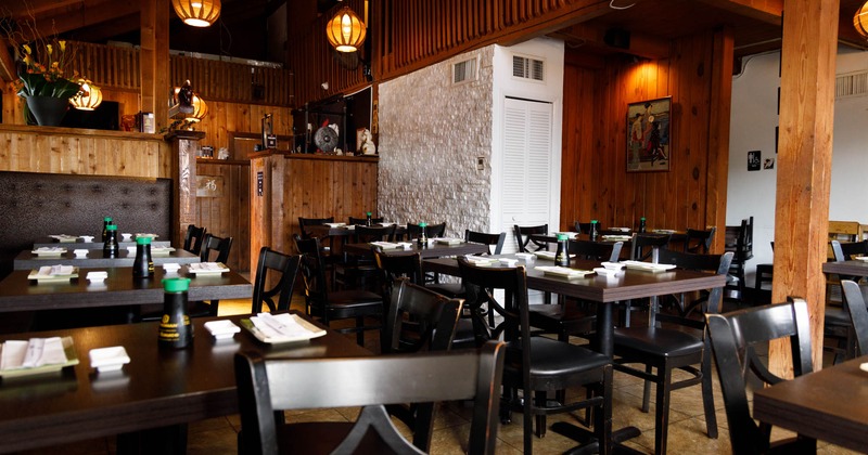 Interior, tables ready for guests