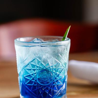 A served drink in glass.