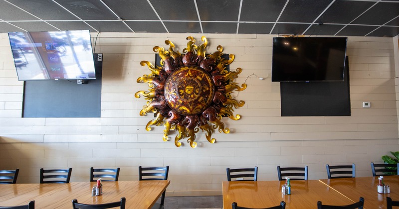 Interior, tables ready for guests