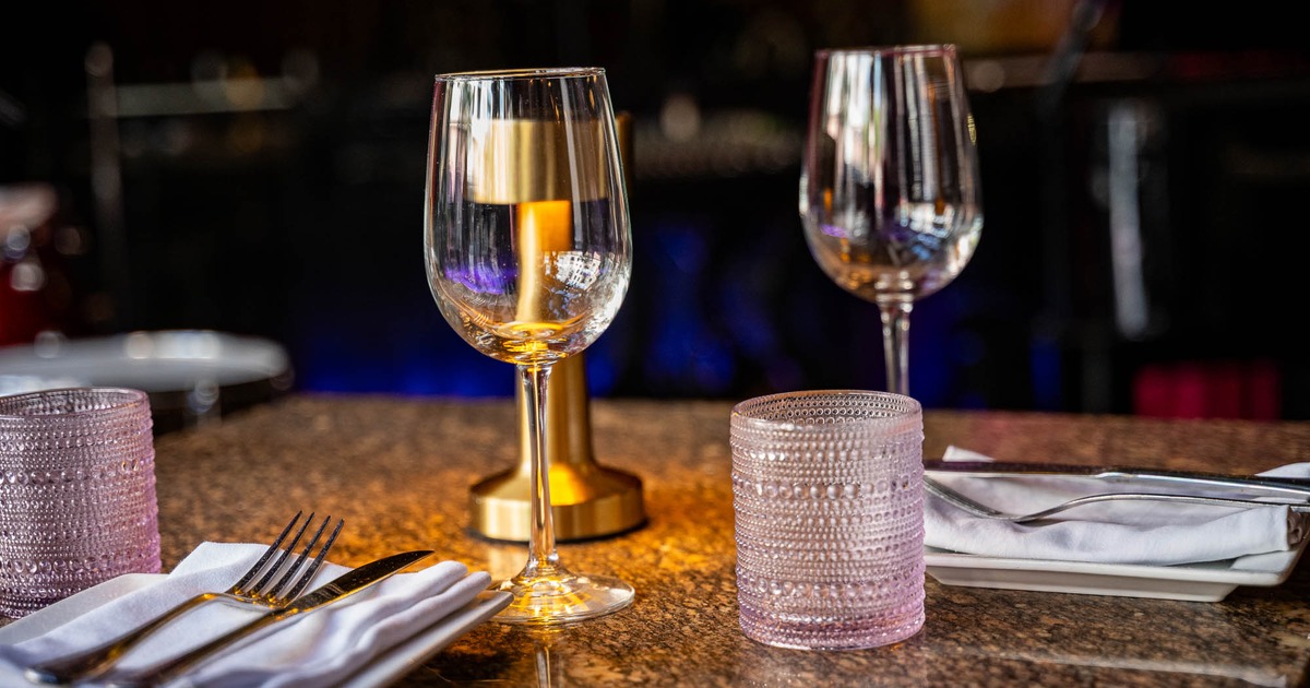 Interior, table set for guests