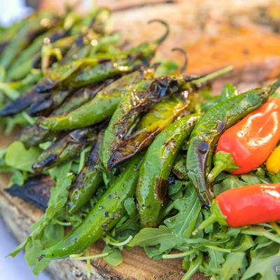 Grilled and fresh chili peppers