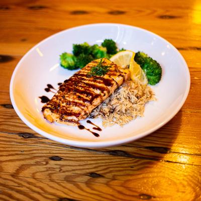 Fig glazed salmon plate