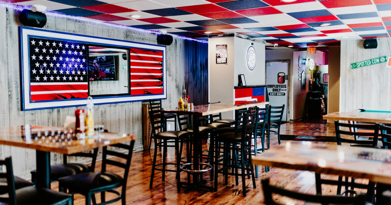 Dining area, tables ready for guests