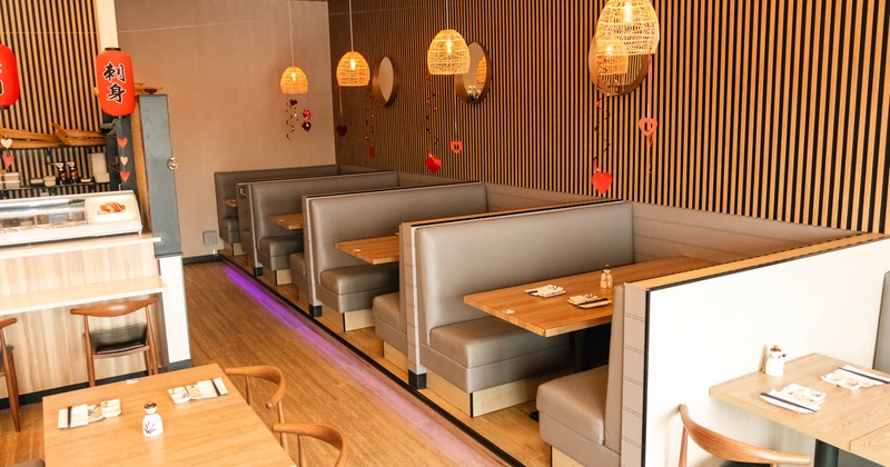 Interior, dining booths