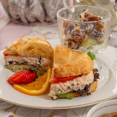 Chicken Salad Croissant and Grape Salad.