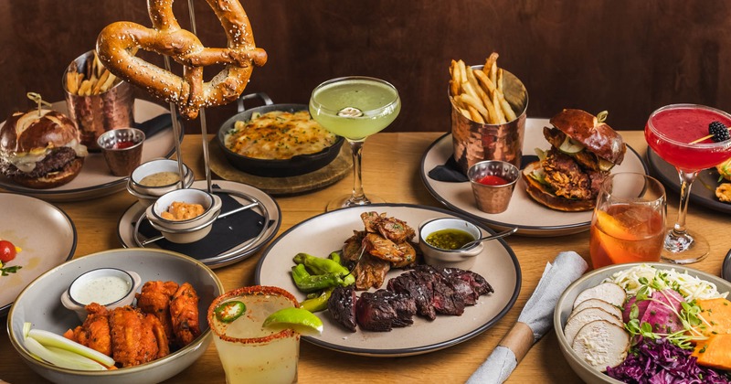 Various food and drinks