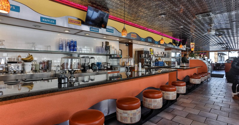 Bar area with bar stools