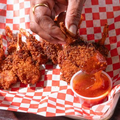 Coconut shrimp, with dip.