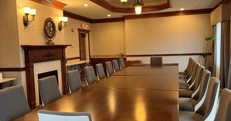A long group dining table