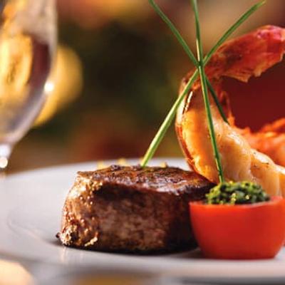 Surf and turf with steak and shrimp.