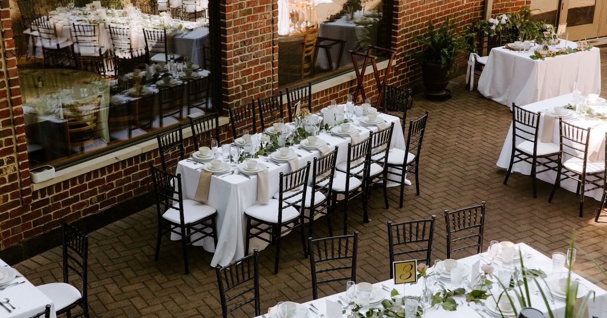 Aerial view of the terrace dining tables