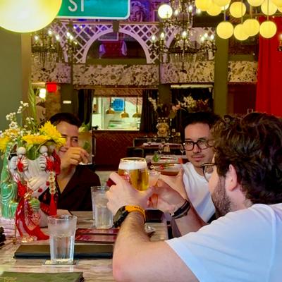 People drinking at the bar.